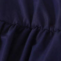 Girls Navy Blue Solid Lace Neck Long Sleeves Fit & Flare Midi Dress Casual Dresses