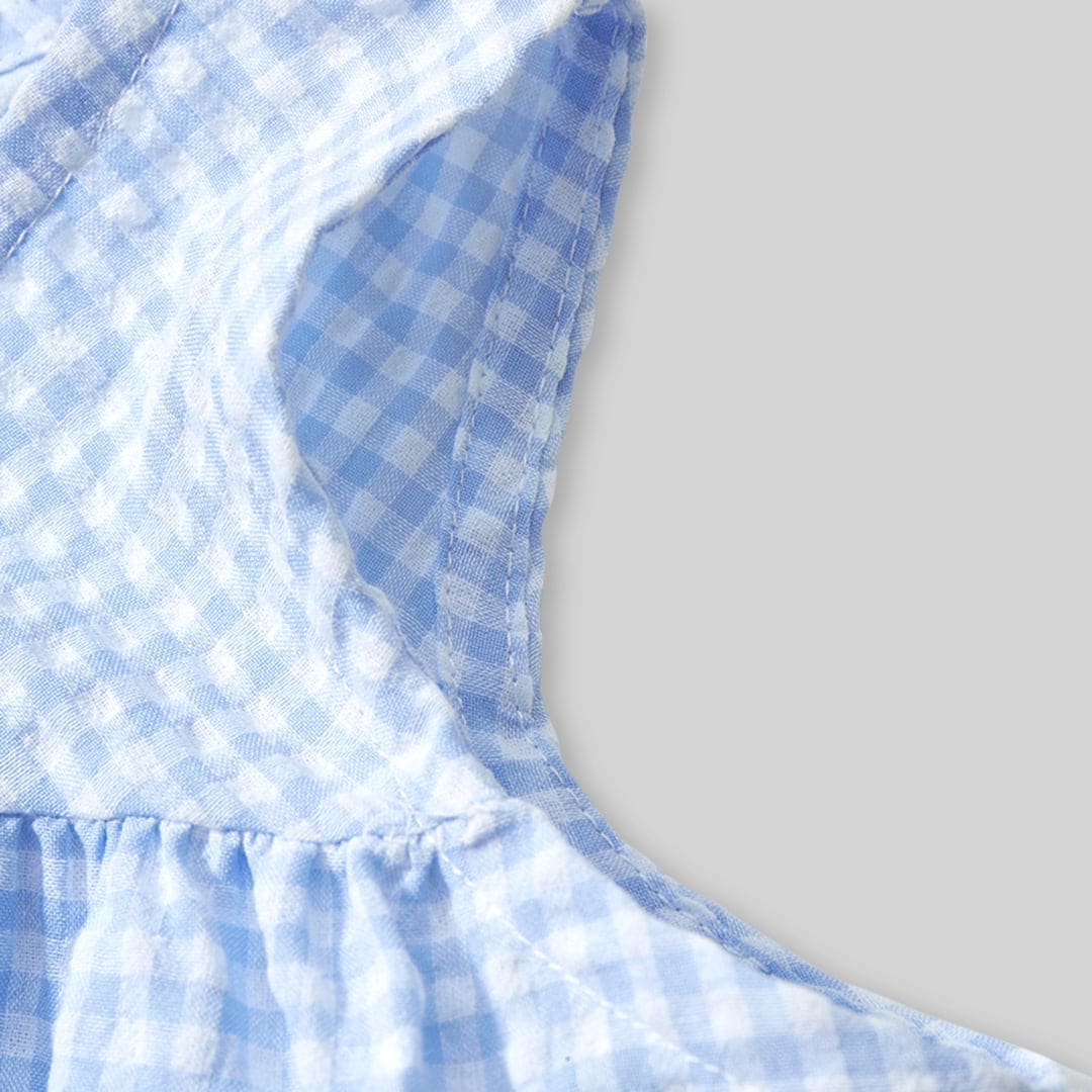 Girls Sleeveless Checked A-Line Dress Casual Dresses   