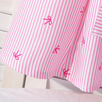 Girls Pink Stripes Short Sleeves Shirt Dress Casual Dresses