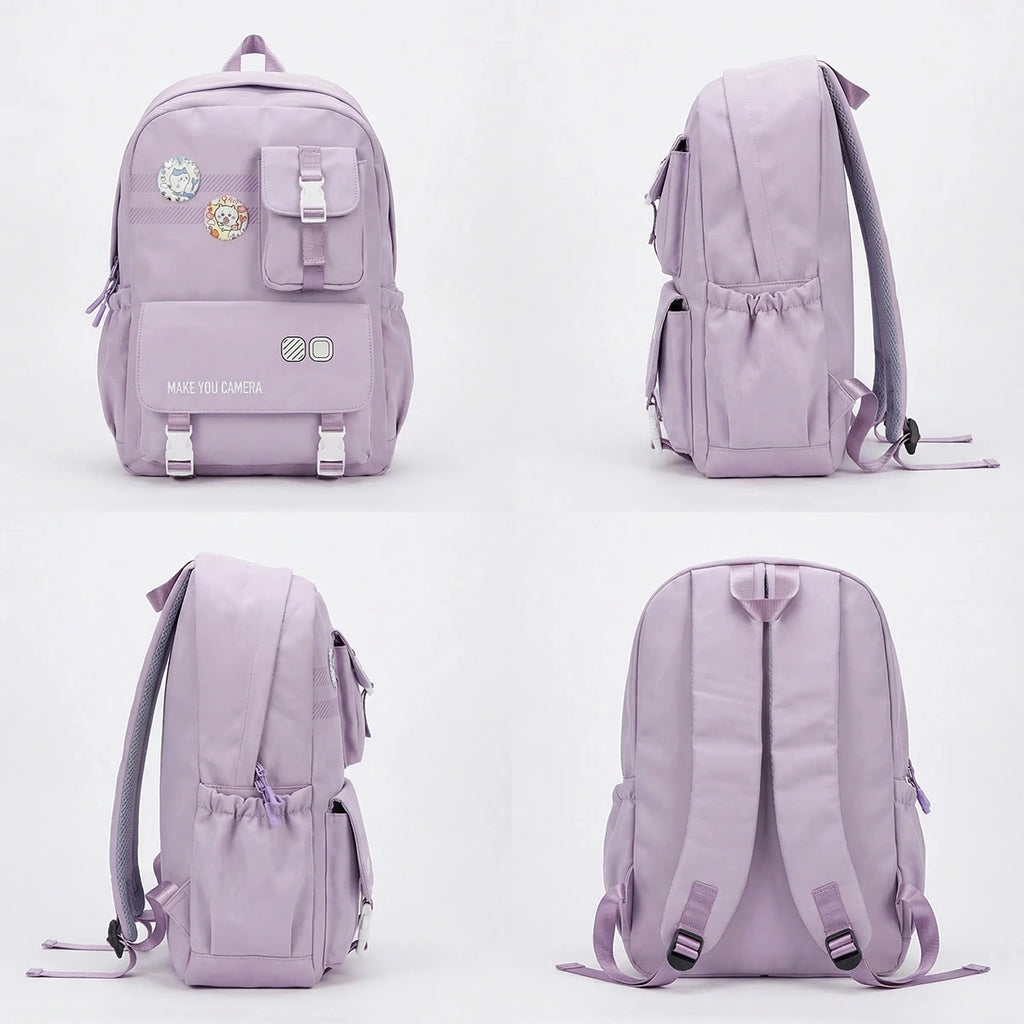 Kids Lilac Multi-Pocket School Backpack Trending Accessories