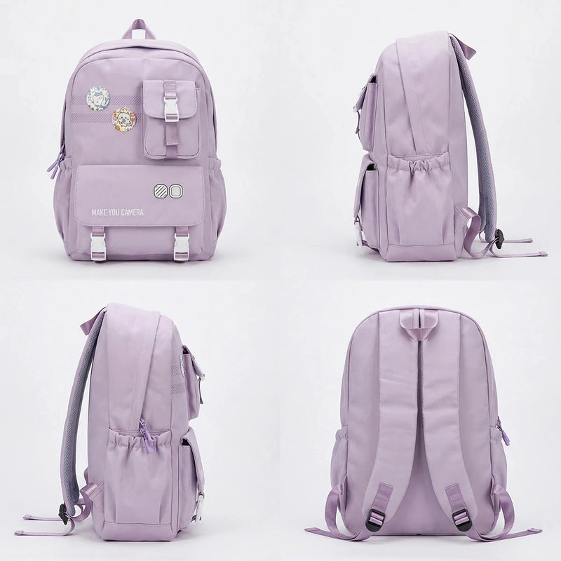 Kids Lilac Multi-Pocket School Backpack Trending Accessories