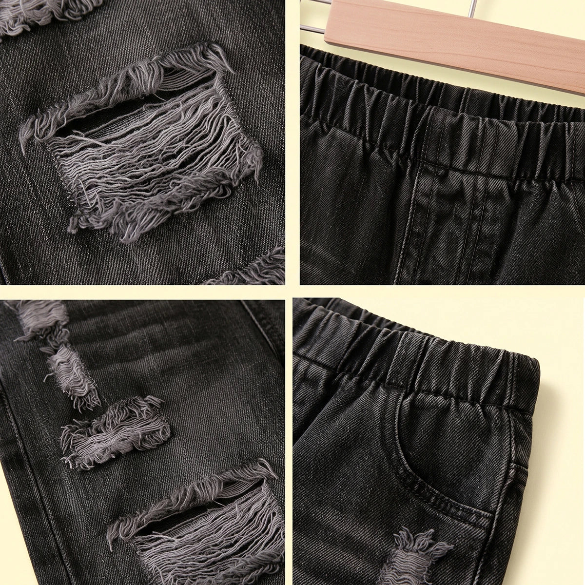 Girls Black Distressed Relaxed Fit Jeans Pants