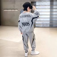 Boys Grey Typographic Printed Winter Sweatshirt With Jogger Set 2 pc. Sets