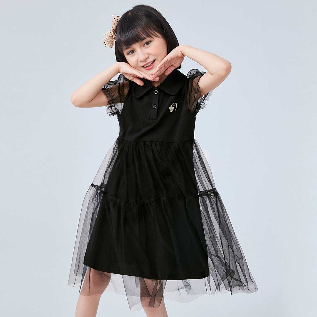 Girls Empire Line Tulle Overlay Casual Dress Casual Dresses   