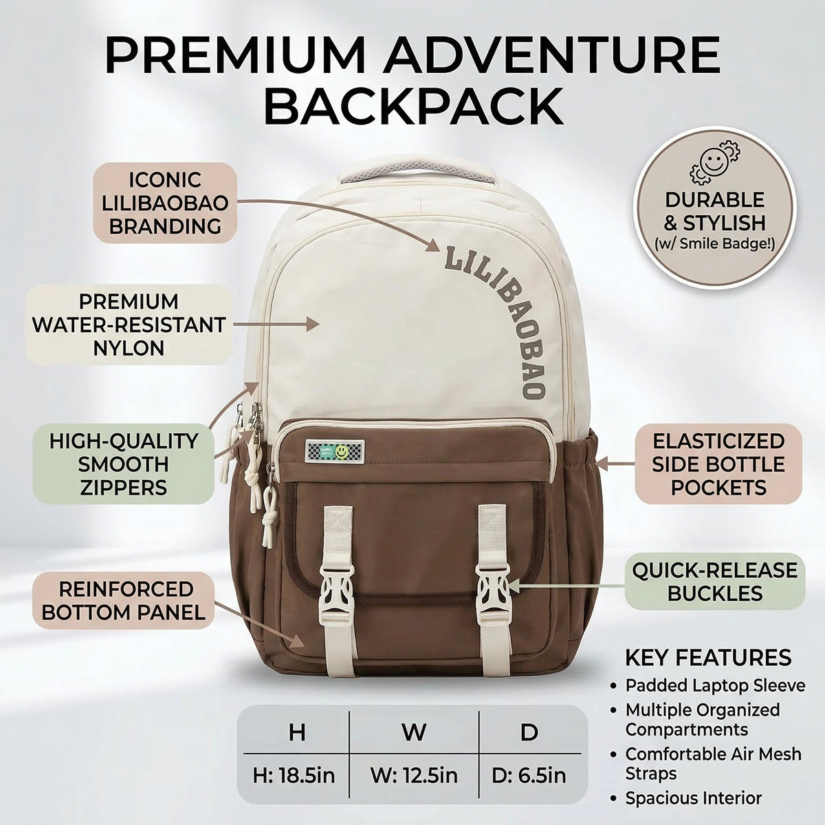 Kids Brown Lilibao School Backpack Trending Accessories
