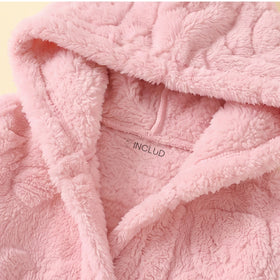 Girls Pink Self-Design Hooded A-line Dress With Sling Bag Casual Dresses