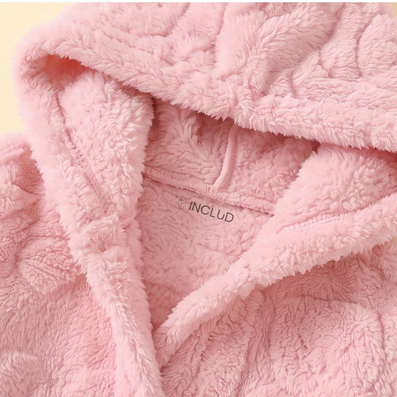 Girls Pink Self-Design Hooded A-line Dress With Sling Bag Casual Dresses