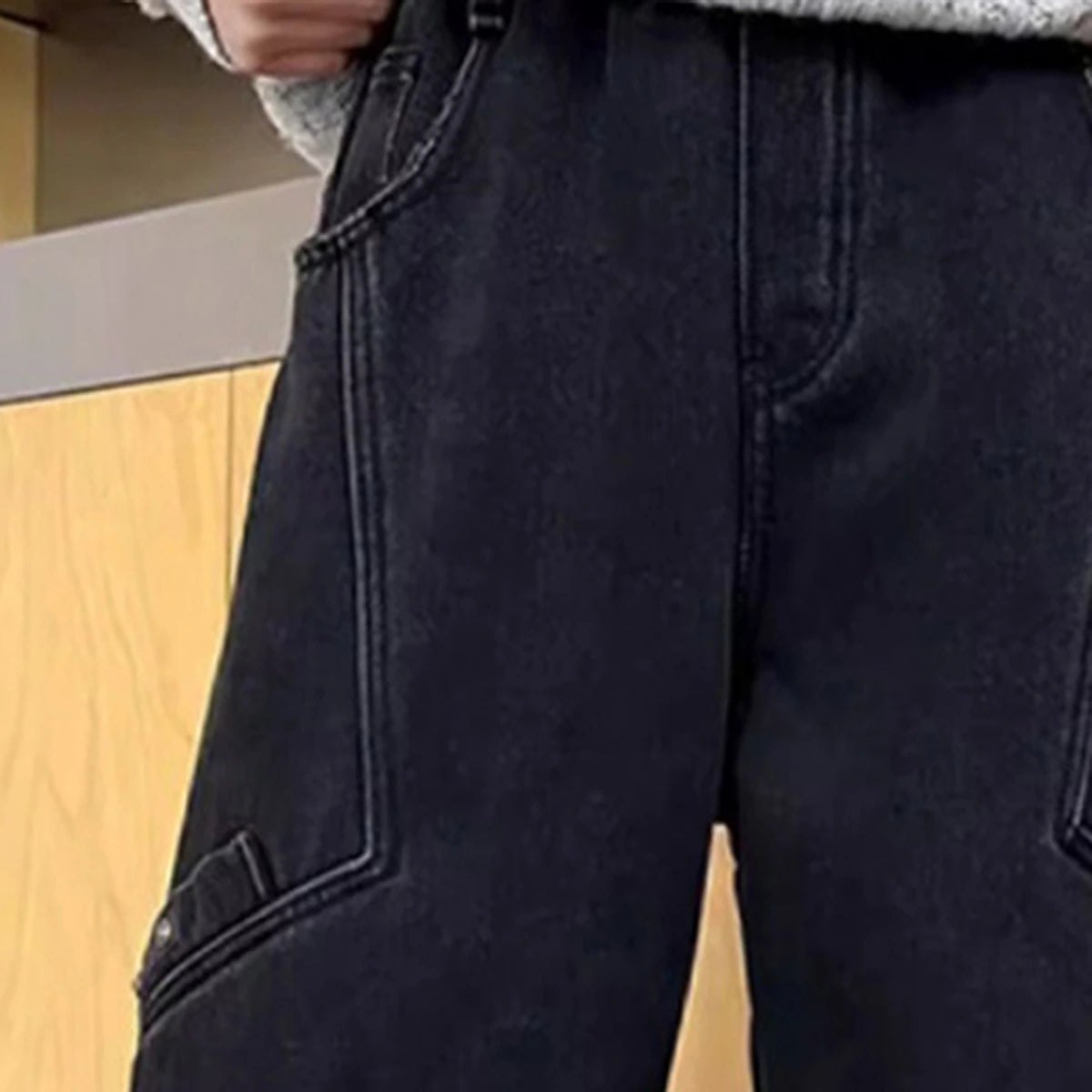 Boys Black Solid Relaxed Fit Denim Jeans Pants