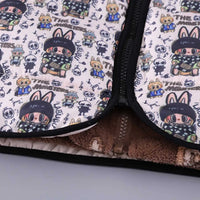 Boys Brown Printed Fleece Hooded Zipper Jacket With Vest & Jogger Sets Sets