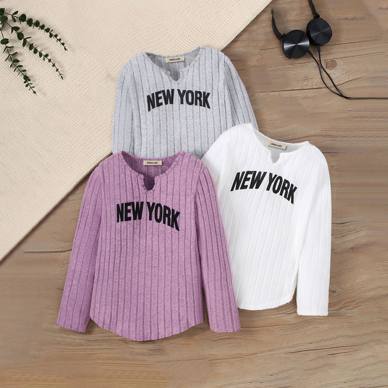 Girls Multicolor Typographic Printed Summer Tops - Pack Of 3 Tops