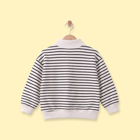Boys White Striped Half Zip Long Sleeve Sweatshirt Sweatshirts & Hoodies
