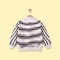 Boys White Striped Half Zip Long Sleeve Sweatshirt Sweatshirts & Hoodies