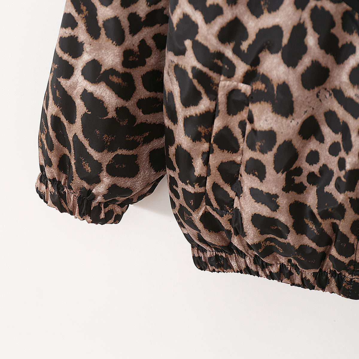 Girls Black Leopard Printed Hooded Zip-Up Jacket Coats & Jackets