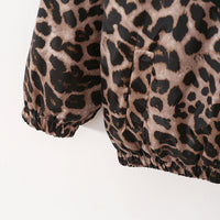 Girls Black Leopard Printed Hooded Zip-Up Jacket Coats & Jackets