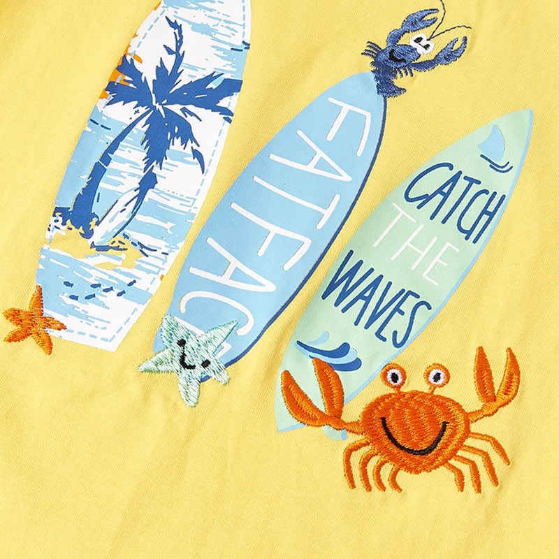 Boys Surf Board Print T-Shirt With Printed Shorts 2 pc. Sets   