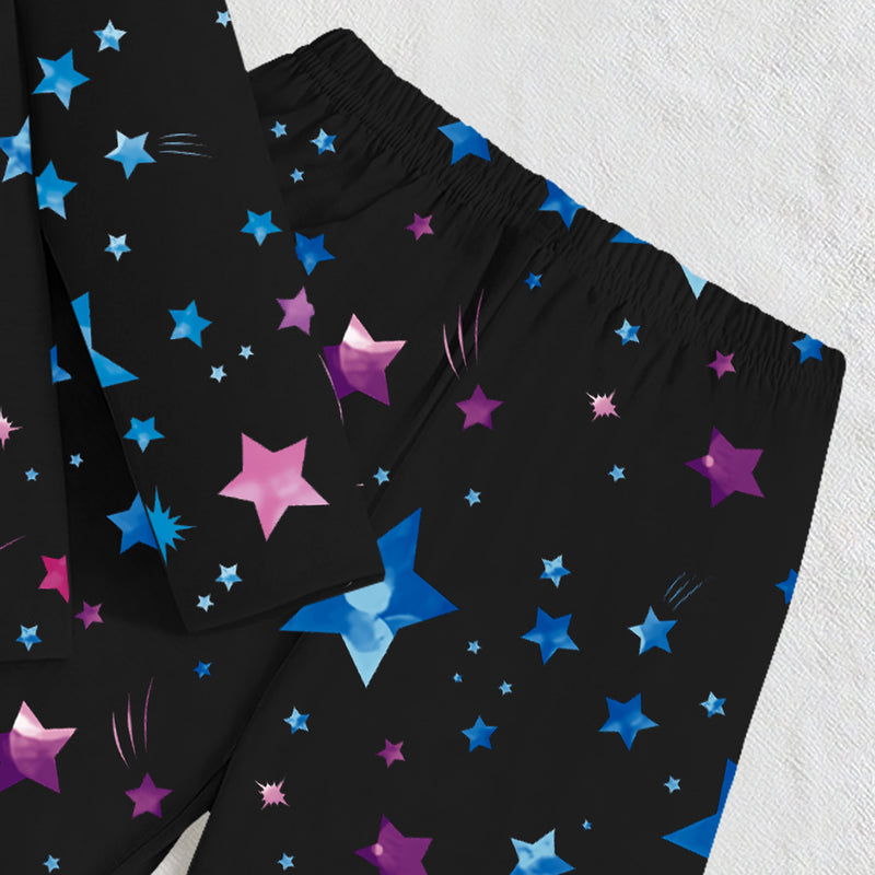 Girls Black Unicorn Printed Glow in the Dark T-Shirt & Pajama Winter Set 2 pc. Sets
