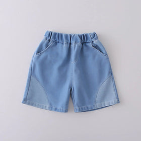 Boys Off White Bear Printed Polo T-Shirt With Denim Shorts Set Sets
