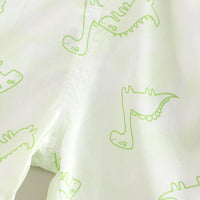 Boys Green Dinosaur Printed Shirt With Sleeveless T-Shirt And Shorts Set 3 pc. Sets
