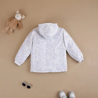 Girls Purple Bear Printed Reversible Hooded Zipper Jacket Coats & Jackets