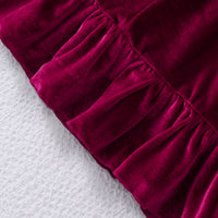 Girls Maroon Solid Velvet Beaded Fit & Flare Dress Casual Dresses