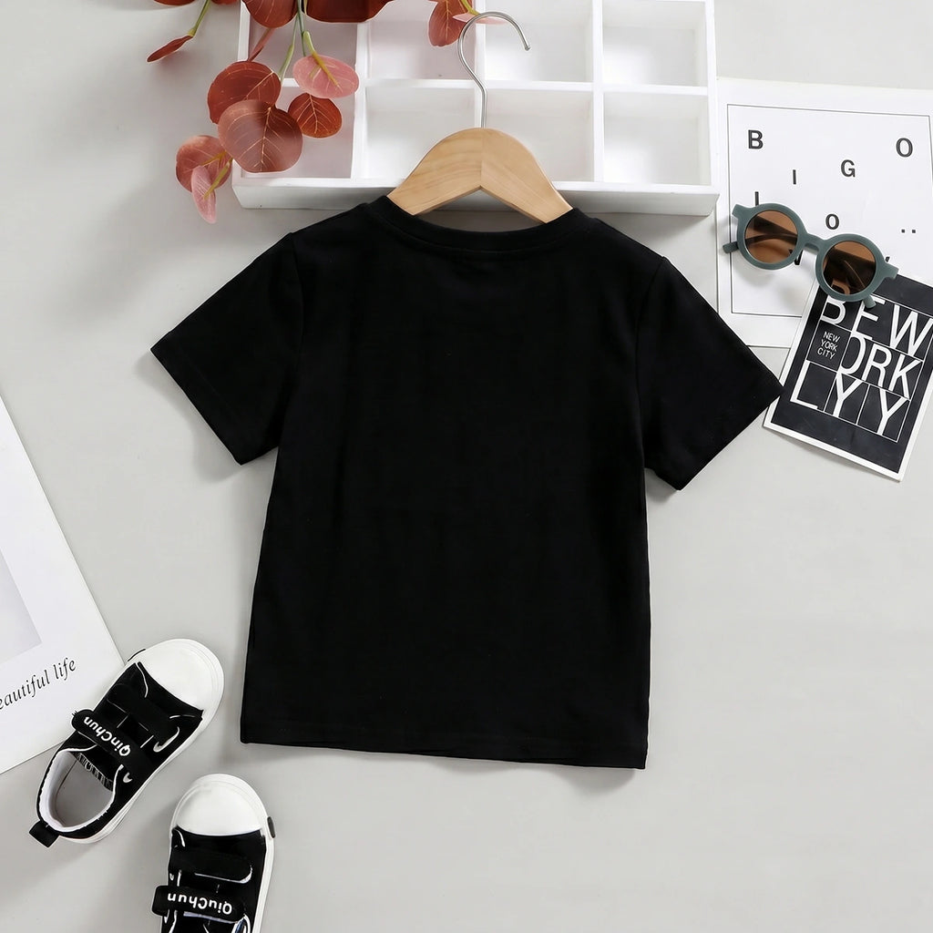Girls Black Crown Queen Graphic Short Sleeve T-Shirt Tshirts