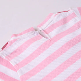 Girls Pink Stripe T-Shirt With Heart Embroidered Dungaree Sets 2 pc. Sets
