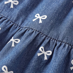 Girls Blue Bow Print Elasticated Tiered Skirt Skirts