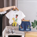 Boys Off White Animal Applique Short Sleeve T-Shirt With Denim Shorts Sets 2 pc. Sets Off White 1-2 Y