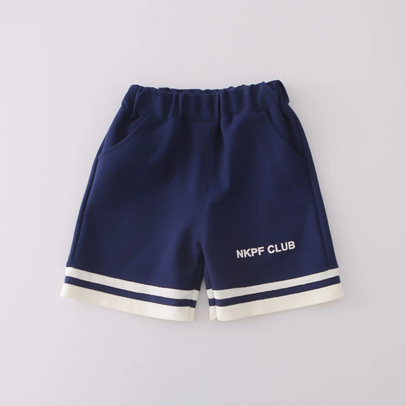 Boys Off White Typographic Print Polo T-Shirt With Shorts Set Sets