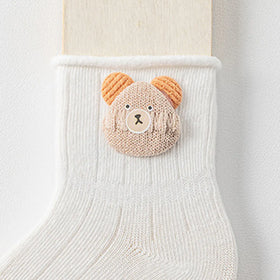 Pack of 4 White Animal Applique Ankle Length Socks Socks