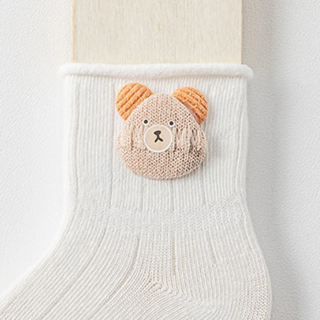 Pack of 4 White Animal Applique Ankle Length Socks Socks