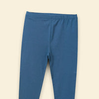 Girls Blue Solid Ankle Length Leggings Leggings & Tights