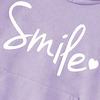Girls Lilac Smile Printed Hooded Sweatshirt Sweatshirts & Hoodies