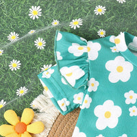 Girls Short Sleeve Flower Printed T-Shirt With Shorts Set 2 pc. Sets   