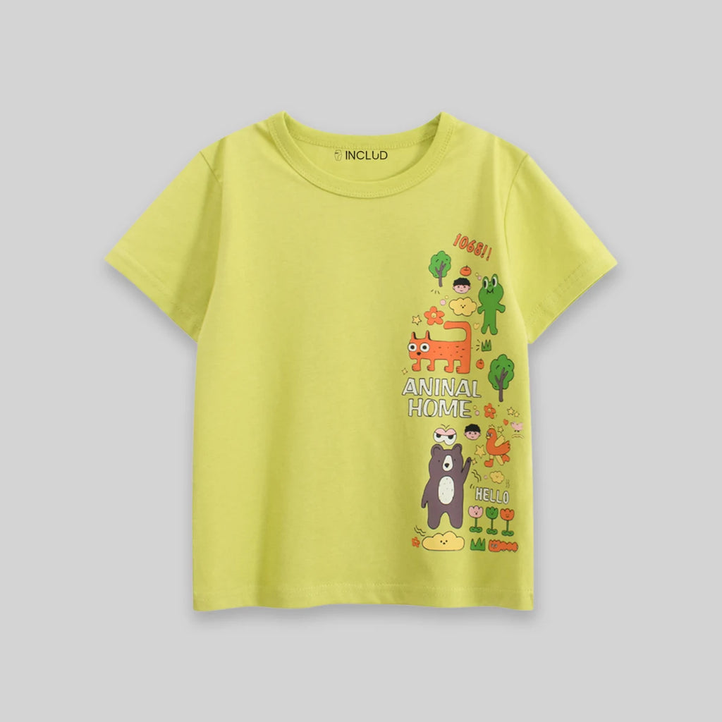 Boys Lime Green Animal Print Short Sleeve T-Shirt Tshirts