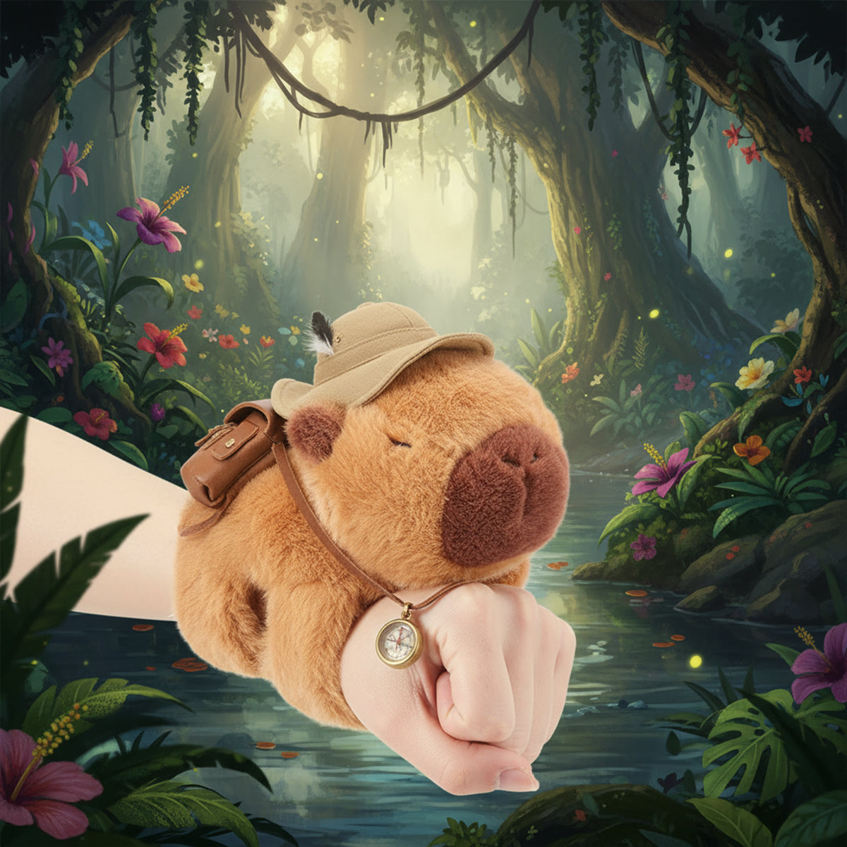 Kids Brown Capybara Wristband with Turtle on Back Trending Accessories Brown Onesize