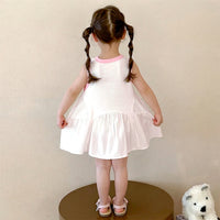 Girls Pink Self-Design Sleeveless A-line Dress Casual Dresses
