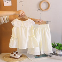 Girls Off White Sleeveless Top & Capri Co-ord Sets Sets