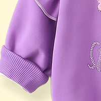 Girls Purple Embellished Sweatshirt & Pants Sets Sets