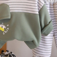 Boys Green Stripes Sweatshirt With Jogger Sets Sets