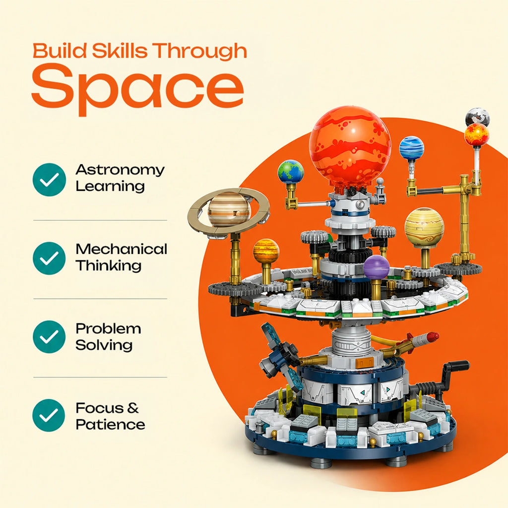 Solar System Building Blocks - Mechanical Orrery Model with Working Gears Trending Accessories