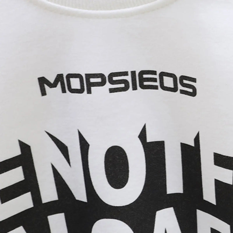 Boys White Typographic Printed Sweatshirt With Jogger Sets Sets