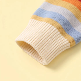 Girls Multicolour Striped Long Sleeve Cardigan Sweaters & Cardigans