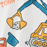 Boys Off White Crane Cartoon Printed Short Sleeves T-Shirt Tshirts