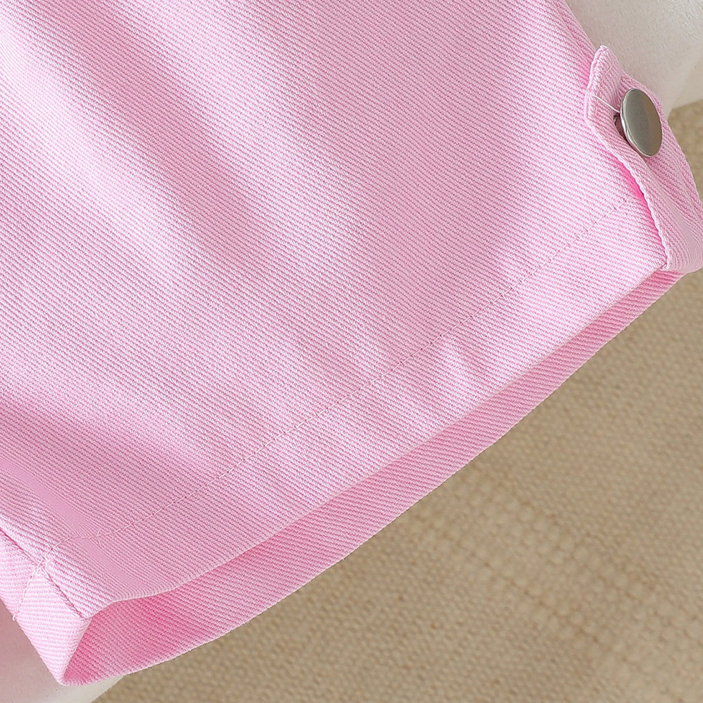 Girls White Heart Applique Puff Sleeve T-Shirt With Shorts Sets 2 pc. Sets
