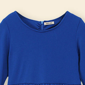 Girls Long Sleeve Contrast Bottom Dress With Head Scarf Casual Dresses   