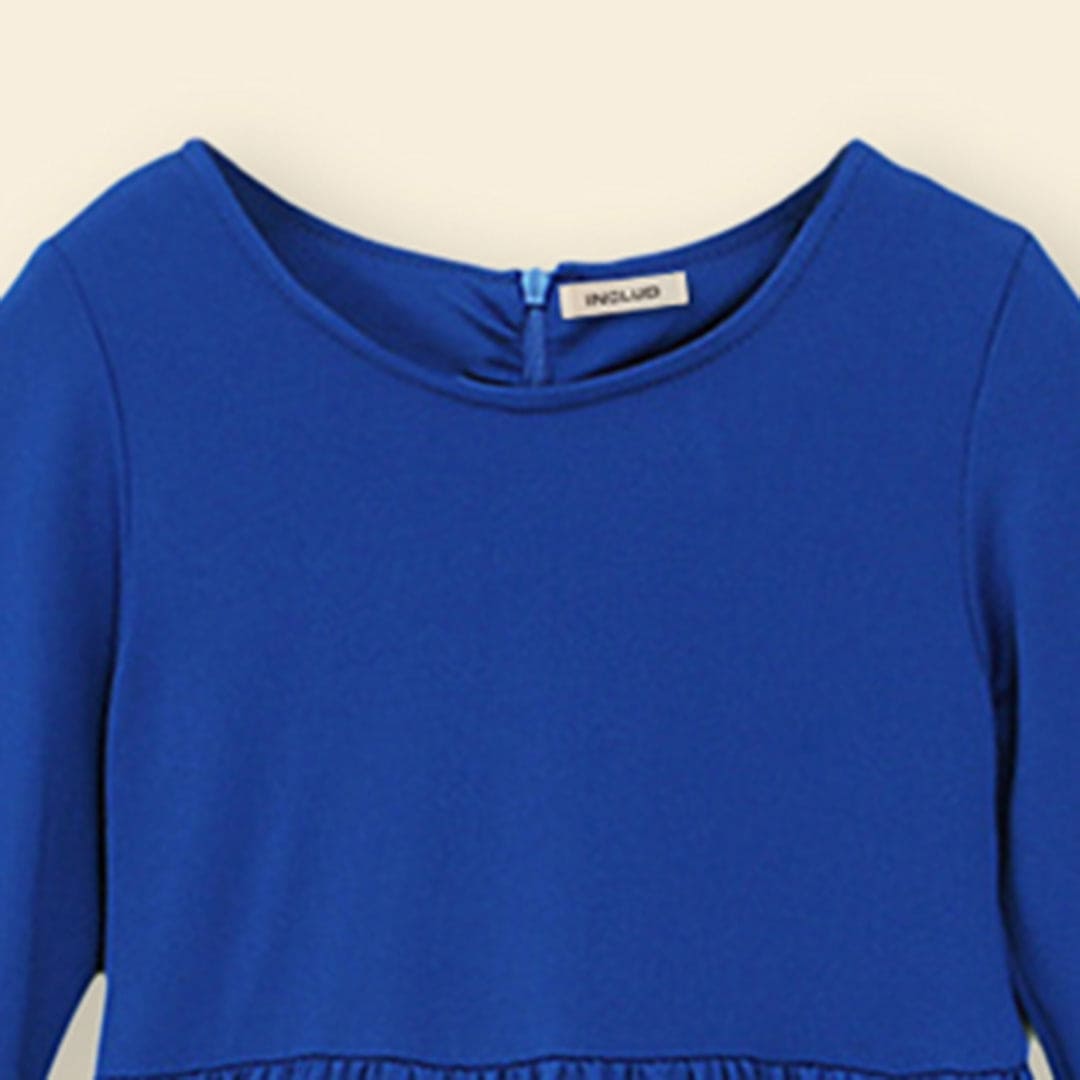 Girls Long Sleeve Contrast Bottom Dress With Head Scarf Casual Dresses   