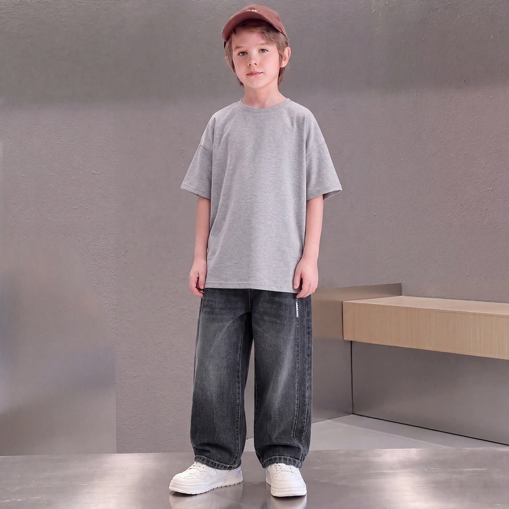 Boys Dark Blue Loose Fit Denim Jeans Pants Dark Blue 5-6 Y