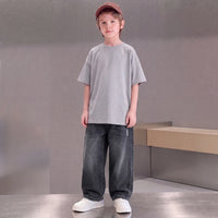 Boys Dark Blue Loose Fit Denim Jeans Pants Dark Blue 5-6 Y