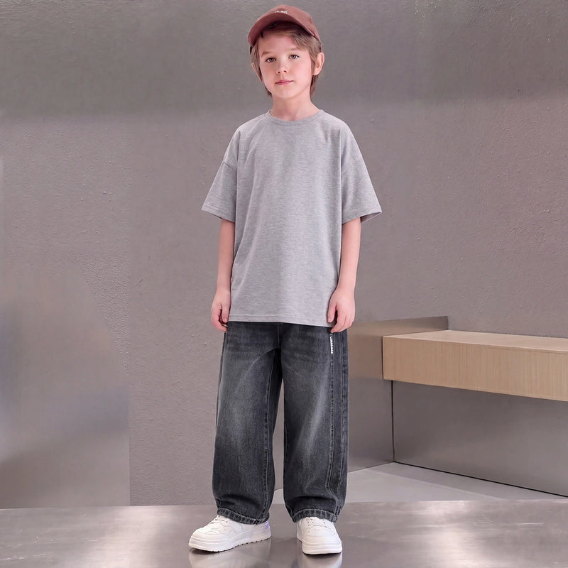 Boys Dark Blue Loose Fit Denim Jeans Pants Dark Blue 5-6 Y